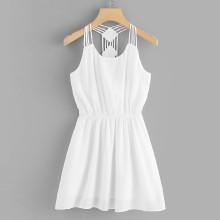 Shein Solid Strappy Detail Halter Dress
