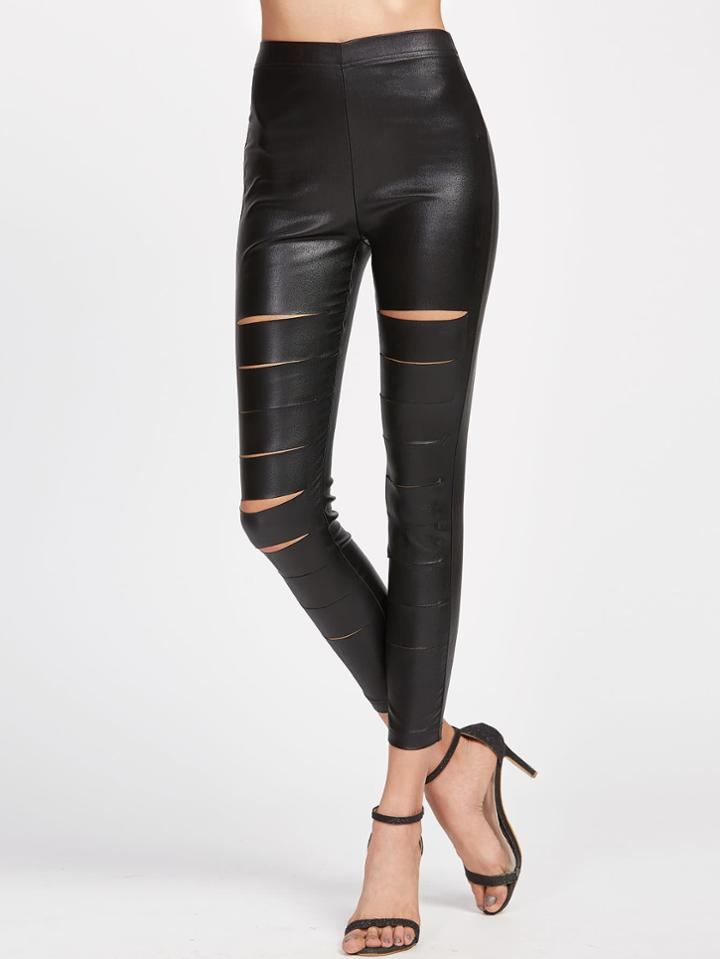 Shein Coated Ripped Skinny Leggings