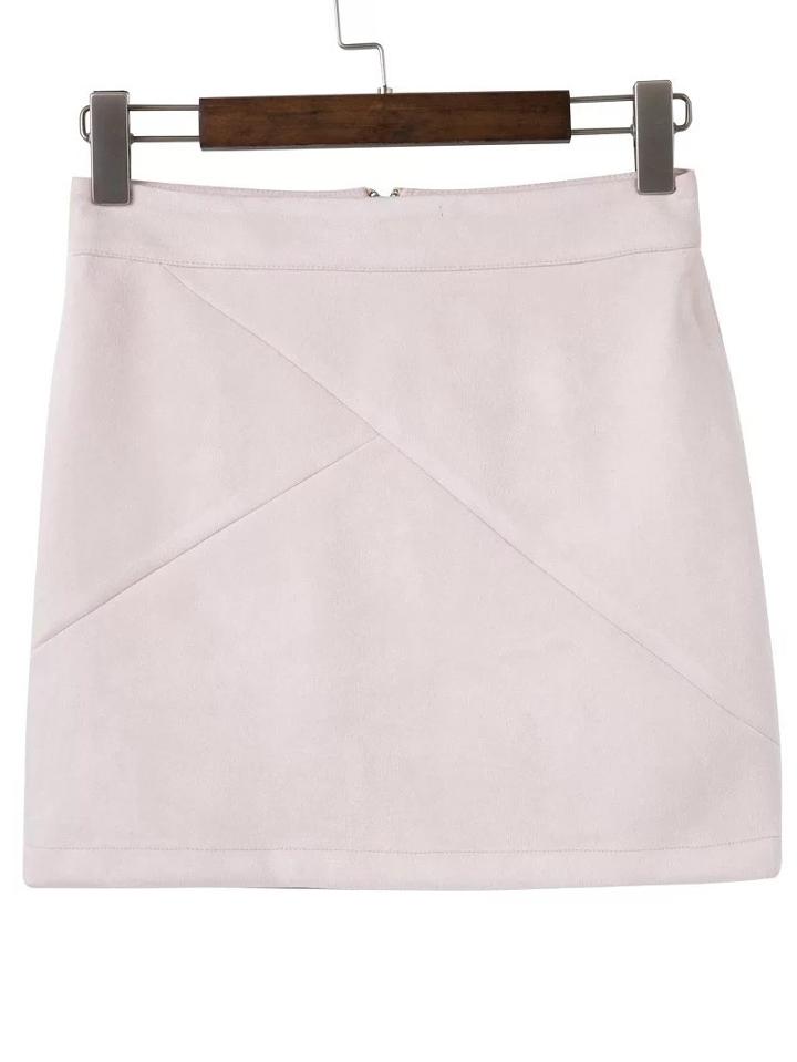 Shein Beige Zipper Back Mini Skirt