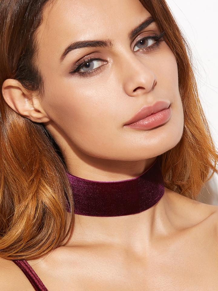 Shein Purple Velvet Wide Choker Necklace