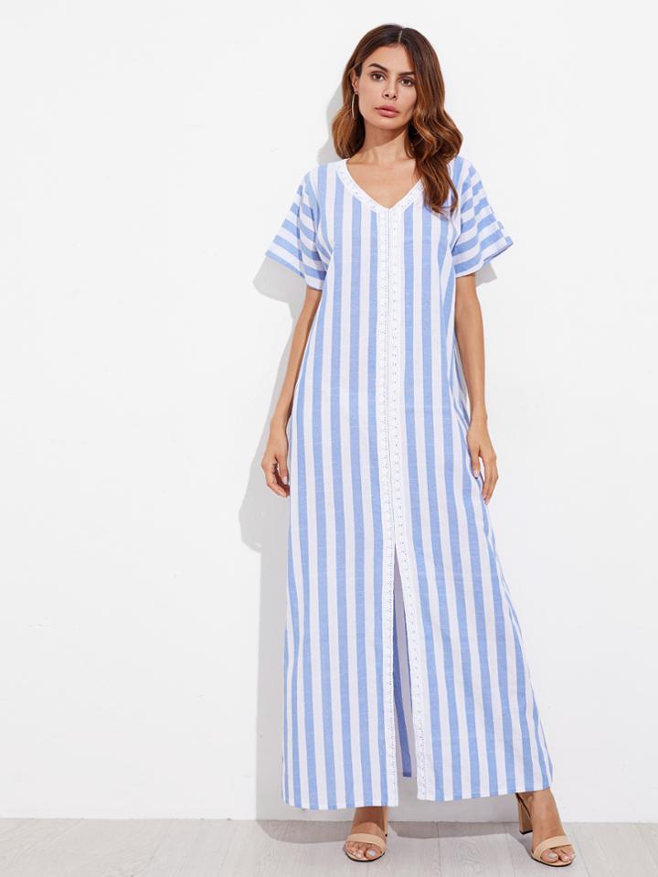 Shein Lace Applique Split Front Dress