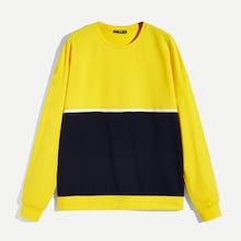 Shein Men Drop Shoulder Color-block Pullover