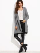 Shein Grey Shawl Collar Pocket Front Dolman Sleeve Cardigan