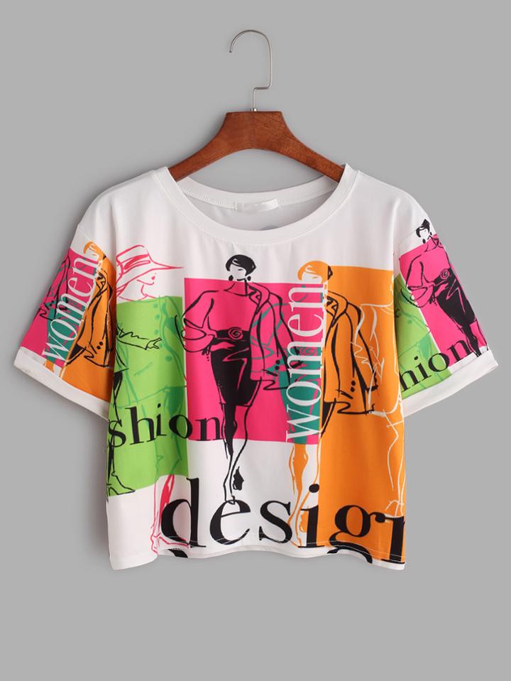 Shein Graffiti Print Short Sleeve T-shirt