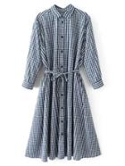 Shein 2 In 1 Self Tie Gingham Shirt Dress