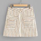 Shein Zip-up Front Striped Skirt