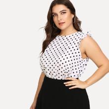 Shein Plus Frilled Armhole Polka Dot Shell Top