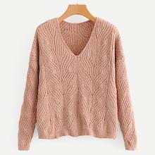Shein V-neck Hollow Out Chenille Jumper