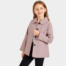 Shein Girls Button Up Plaid Coat