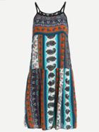 Shein Contrast Trim Multicolor Paisley Print Cami Dress