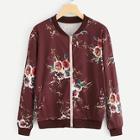 Shein Floral Print Zip Front Jacket