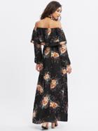 Shein Lantern Sleeve Layered Flounce Bardot Dress