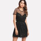 Shein Elastic Waist Star Mesh Dress