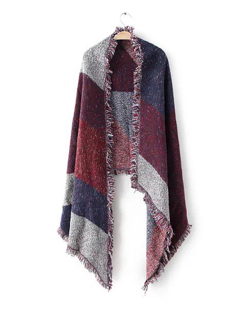Shein Purple Patchwork Raw Edge Shawl Scarf
