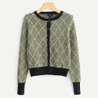 Shein Geo Pattern Button Through Sweater Coat