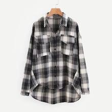Shein Tartan Plaid Drop Shoulder High Low Shirt
