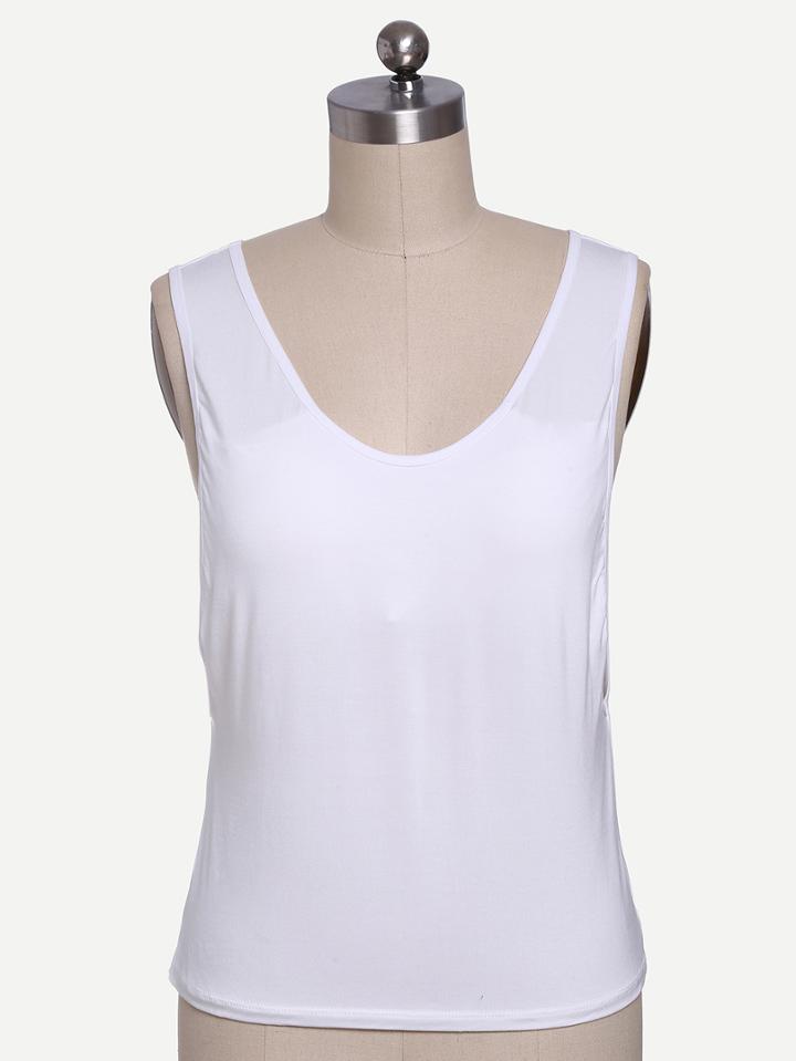 Shein White Lattice-back Tank Top