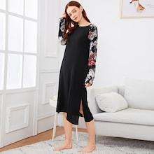 Shein Flower Print Sleeve Night Dress