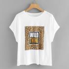 Shein Letter Print Leopard T-shirt