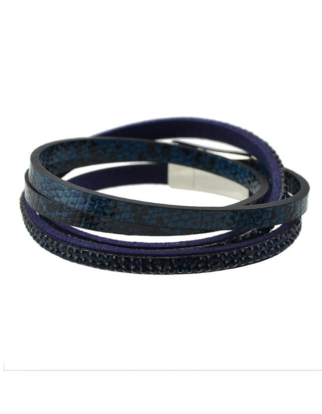 Shein Blue Pu Leather Wrap Bracelet