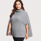 Shein Plus Rolled Neck Cape Sleeve Jumper