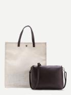 Shein Linen Tote Bag With Pu Shoulder Bag