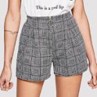 Shein O-ring Zip Front Houndstooth Shorts