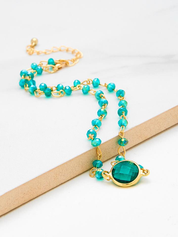 Shein Crystal Embellished Chain Choker Necklace