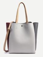 Shein Color Block Pebbled Layered Tote Bag With Strap