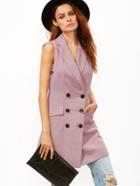 Shein Purple Double Breasted Cutout Armhole Sleeveless Blazer