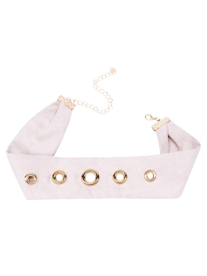 Shein Beige Eyelet Embellished Wide Choker