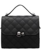 Shein Black Magnetic Quilted Satchel Bag