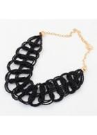 Rosewe Black Beads Decorated Hand Made Knitting Necklace