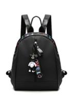 Shein Bear Decorated Double Zipper Nylon Backpack