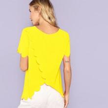Shein Scallop Trim Plain Top