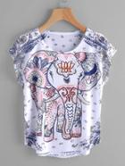 Shein Elephant Print Dolman Sleeve Tee