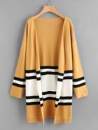 Shein Contrast Stripe Panel Drop Shoulder Jersey Cardigan