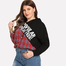 Shein Plus 2 In 1 Plaid Hoodie