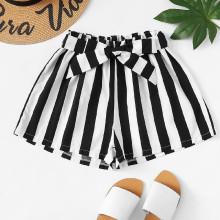 Shein Belted Detail Striped Shorts