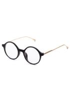 Shein Black And Gold Frame Clear Lens Round Sunglasses