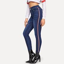 Shein Striped Tape Side Skinny Jeans
