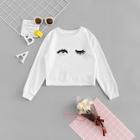 Shein Girls Eye And Eyelash Print Sweatshirt