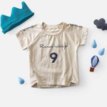 Shein Girls Asymmetric Hem Letter Print T-shirt