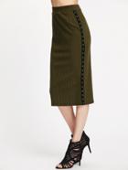 Shein Army Green Ribbed Ribbon Tape Detail Skirt