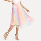 Shein Rainbow Print Mesh Skirt