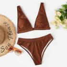 Shein Solid V-plunge Bikini Set