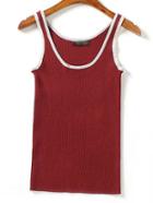 Shein Red Round Neck Knit Minimalist Slim Vest