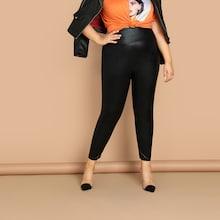 Shein Plus Wide Waistband Pu Leggings