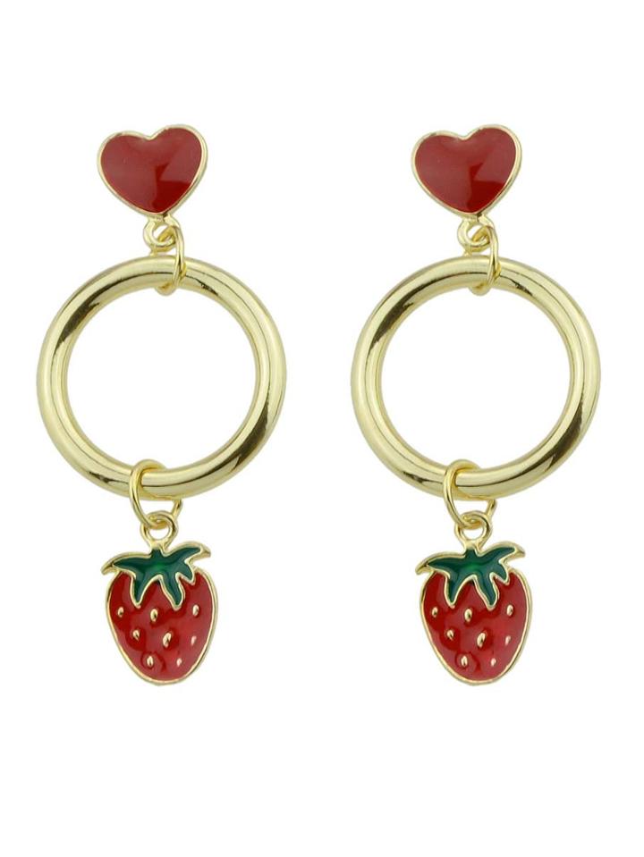 Shein Strawberry Heart Shaped Exquisite Fashion Earrings