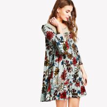 Shein Dot Mesh Insert Floral Ruffle Dress